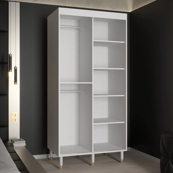 Barrie Wooden Wardrobe With 2 Sliding Doors 100cm In White