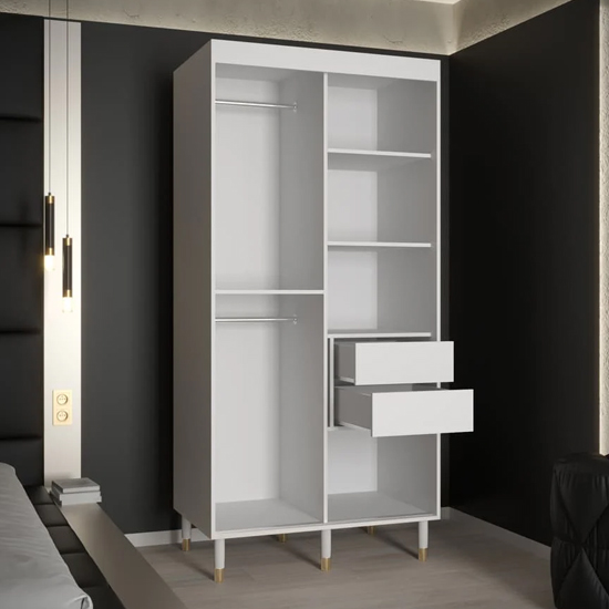 Barrie Wooden Wardrobe With 2 Sliding Doors 100cm In White
