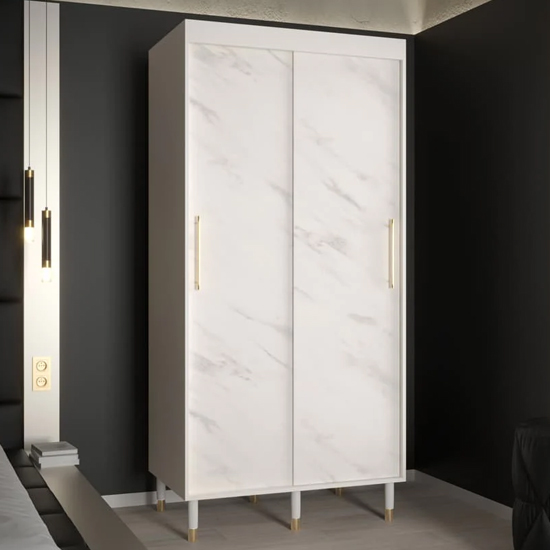 Read more about Barrie wooden wardrobe with 2 sliding doors 100cm in white