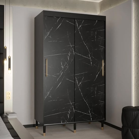 Read more about Barrie wooden wardrobe with 2 sliding doors 120cm in black