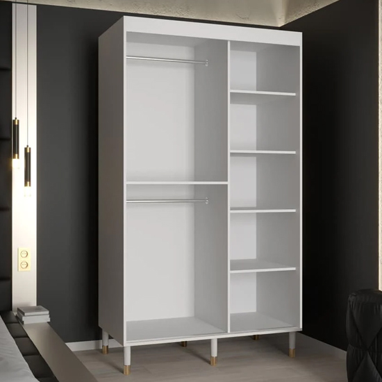 Barrie Wooden Wardrobe With 2 Sliding Doors 120cm In White