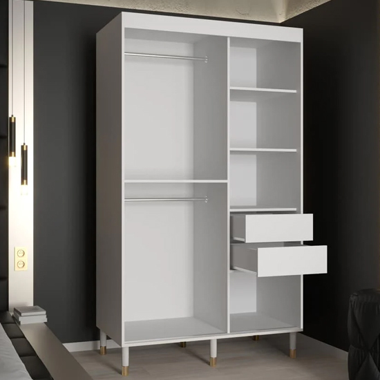 Barrie Wooden Wardrobe With 2 Sliding Doors 120cm In White