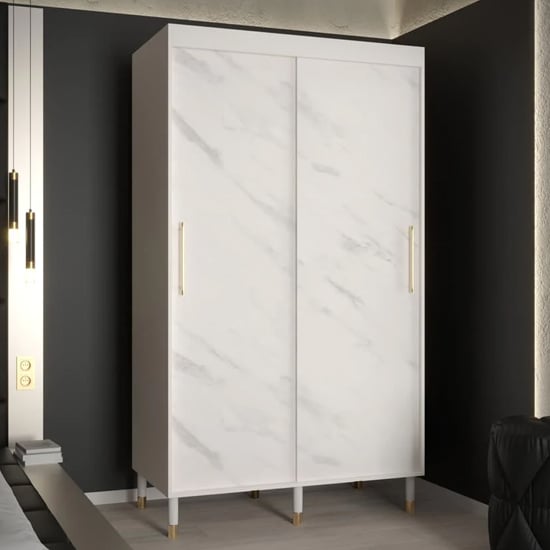 Product photograph of Barrie Wooden Wardrobe With 2 Sliding Doors 120cm In White from Furniture in Fashion