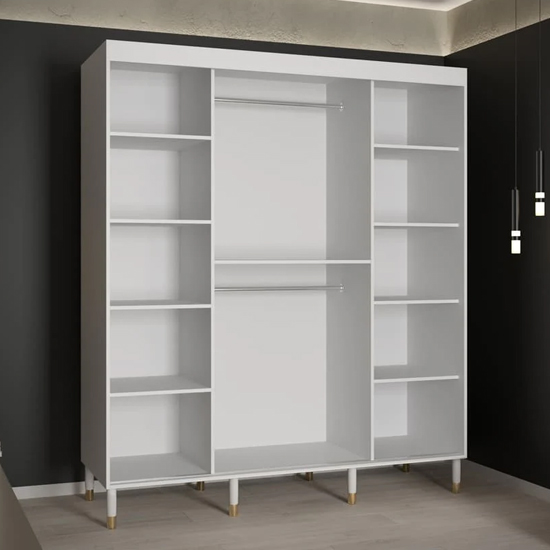 Barrie Wooden Wardrobe With 2 Sliding Doors 180cm In White