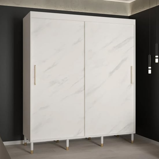 Product photograph of Barrie Wooden Wardrobe With 2 Sliding Doors 180cm In White from Furniture in Fashion