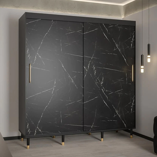 Read more about Barrie wooden wardrobe with 2 sliding doors 200cm in black