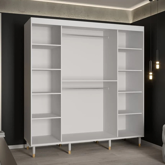 Barrie Wooden Wardrobe With 2 Sliding Doors 200cm In White