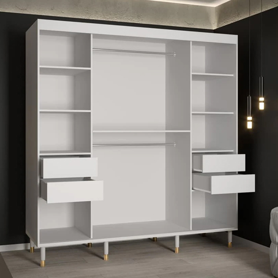 Barrie Wooden Wardrobe With 2 Sliding Doors 200cm In White