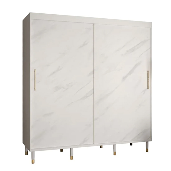 Barrie Wooden Wardrobe With 2 Sliding Doors 200cm In White