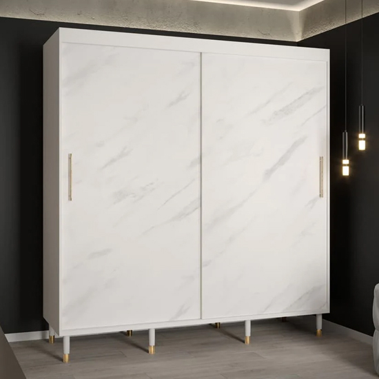 Read more about Barrie wooden wardrobe with 2 sliding doors 200cm in white