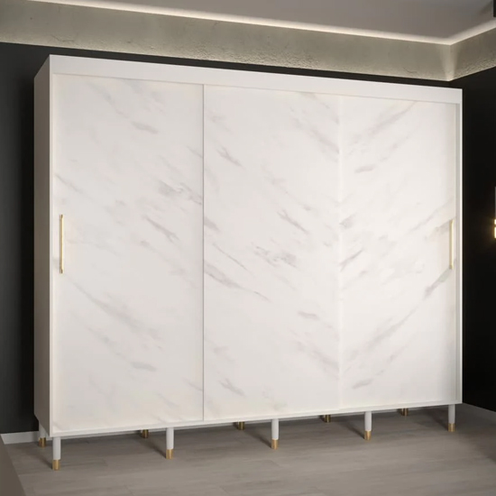 Read more about Barrie wooden wardrobe with 3 sliding doors 250cm in white