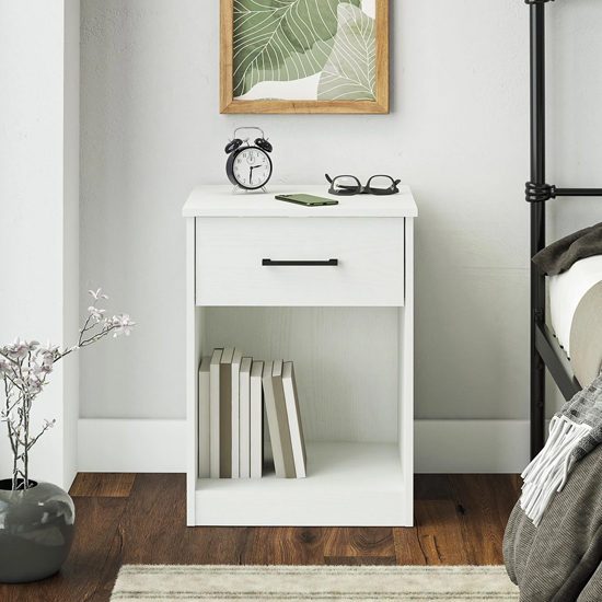 Barrie Wooden Bedside Cabinet With 1 Drawer In White