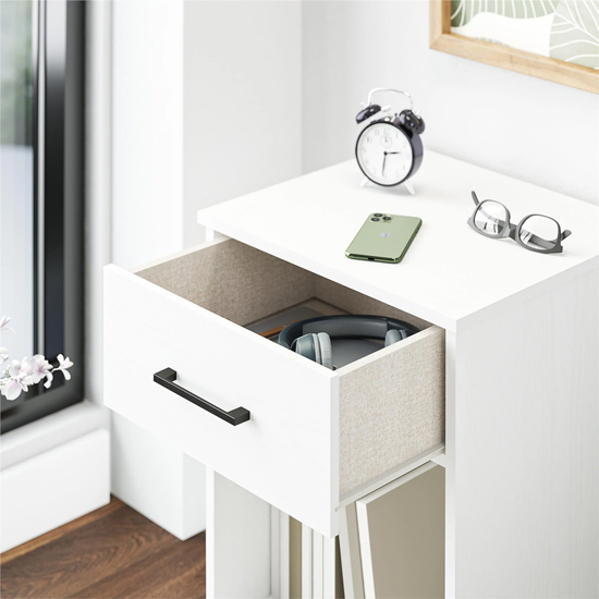 Barrie Wooden Bedside Cabinet With 1 Drawer In White