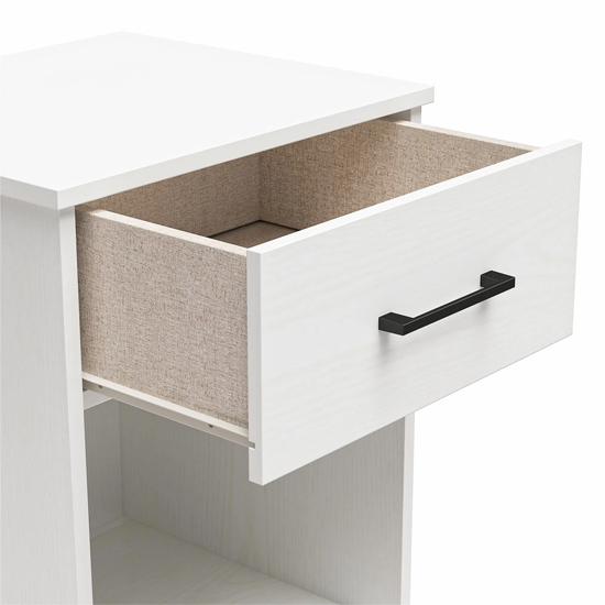 Barrie Wooden Bedside Cabinet With 1 Drawer In White