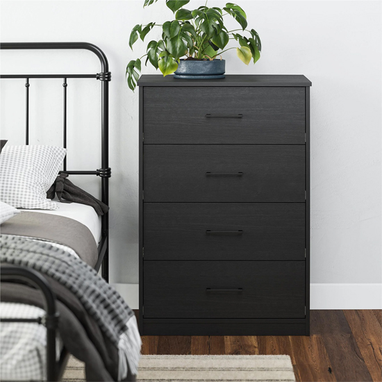 Barrie Wooden Chest Of 4 Drawers In Black Oak