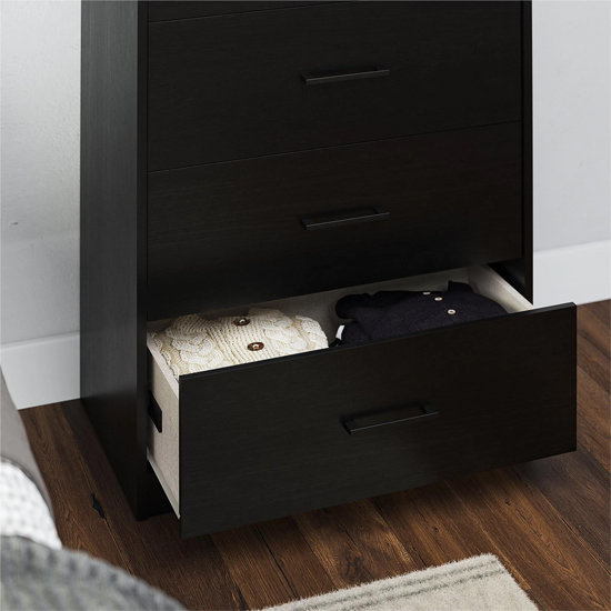 Barrie Wooden Chest Of 4 Drawers In Black Oak