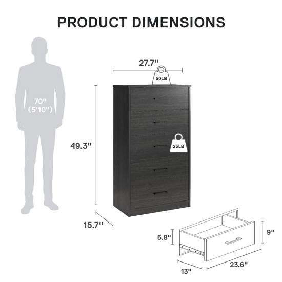 Barrie Wooden Chest Of 4 Drawers In Black Oak