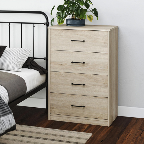 Barrie Wooden Chest Of 4 Drawers In Light Oak