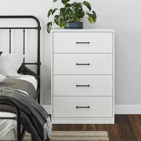 Barrie Wooden Chest Of 4 Drawers In White