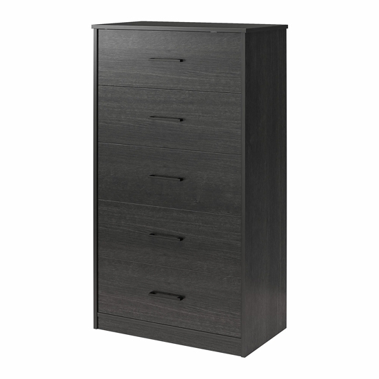Barrie Wooden Chest Of 5 Drawers In Black Oak