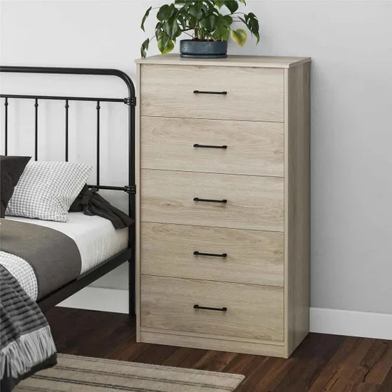 Read more about Barrie wooden chest of 5 drawers in light oak