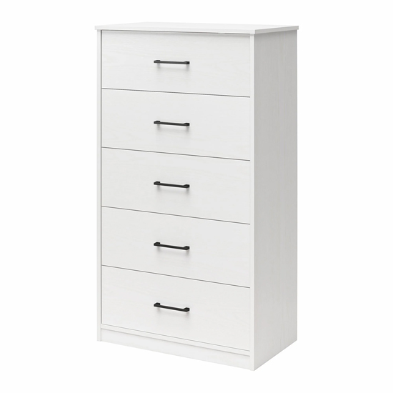 Barrie Wooden Chest Of 5 Drawers In White