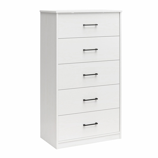 Barrie Wooden Chest Of 5 Drawers In White