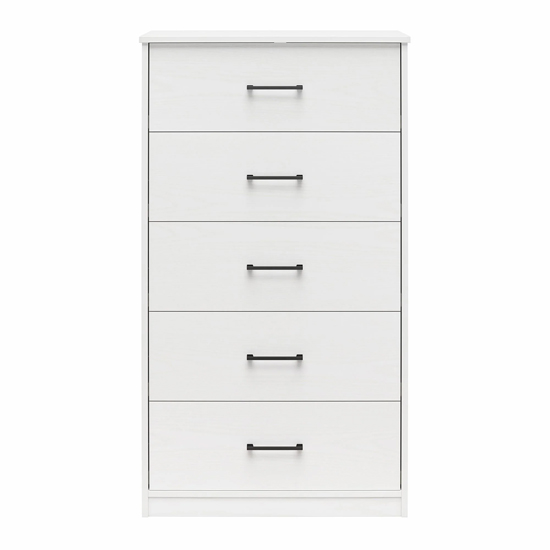 Barrie Wooden Chest Of 5 Drawers In White