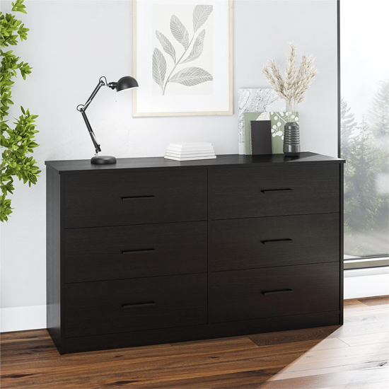 Read more about Barrie wooden chest of 6 drawers in black oak