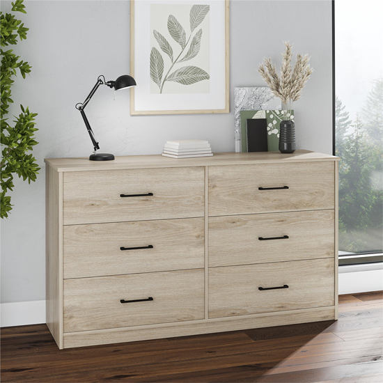 Read more about Barrie wooden chest of 6 drawers in light oak