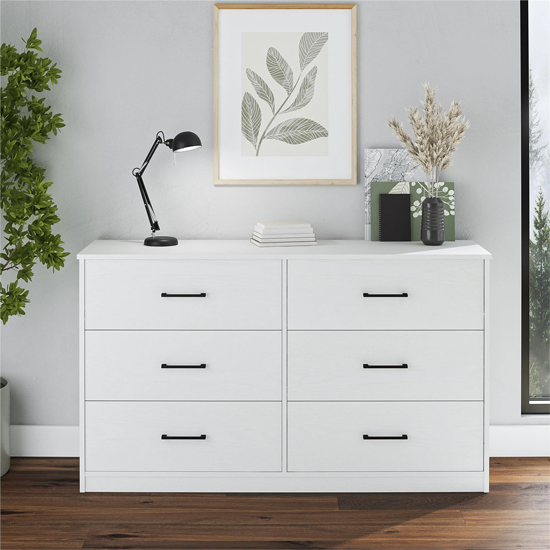 Barrie Wooden Chest Of 6 Drawers In White