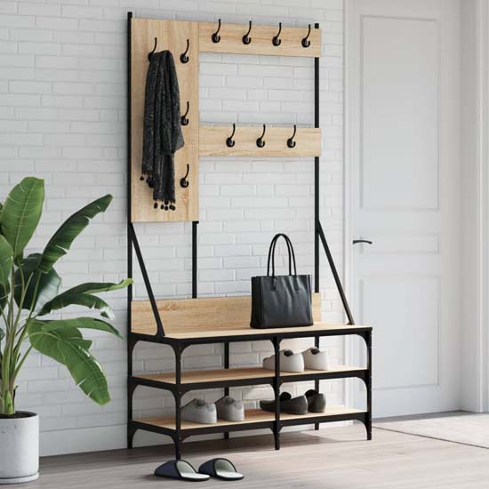 Read more about Barrie wooden clothes rack with shoe storage in sonoma oak