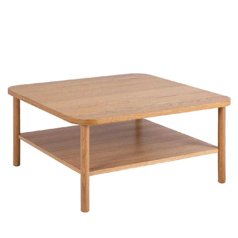 Barrie Wooden Coffee Table Square With Undershelf In Oak