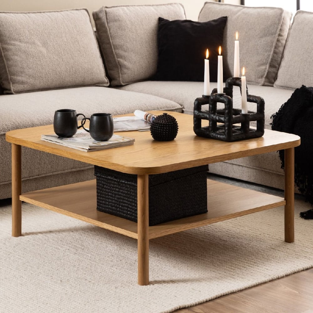 Read more about Barrie wooden coffee table square with undershelf in oak