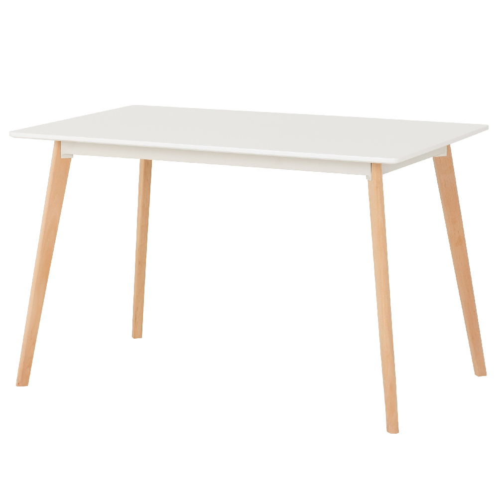 Read more about Barrie wooden dining table with oak legs in white