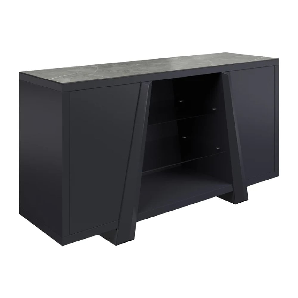 Read more about Barrie wooden sideboard with 2 doors in matte grey ceramic top