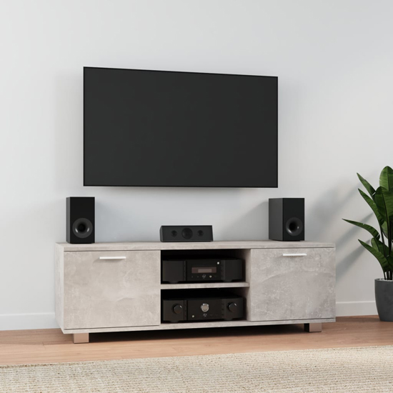 Barrie Wooden TV Stand With 2 Doors In Concrete Effect Furniture in