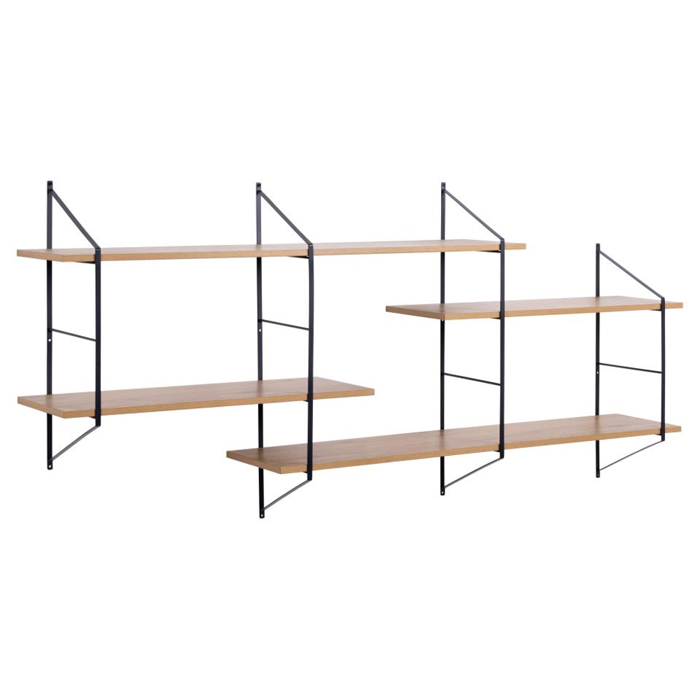Barrie Wooden Wall Hung Bookcase In Wild Oak And Black