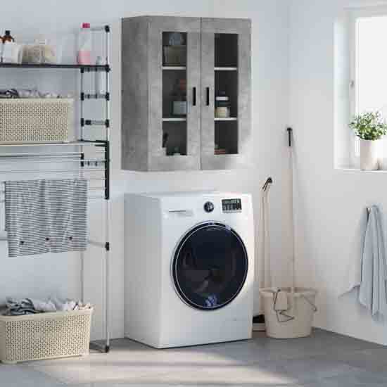 Barrie Wooden Wall Mounted Storage Cabinet In Concrete Grey