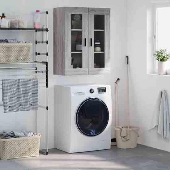Barrie Wooden Wall Mounted Storage Cabinet In Grey Sonoma