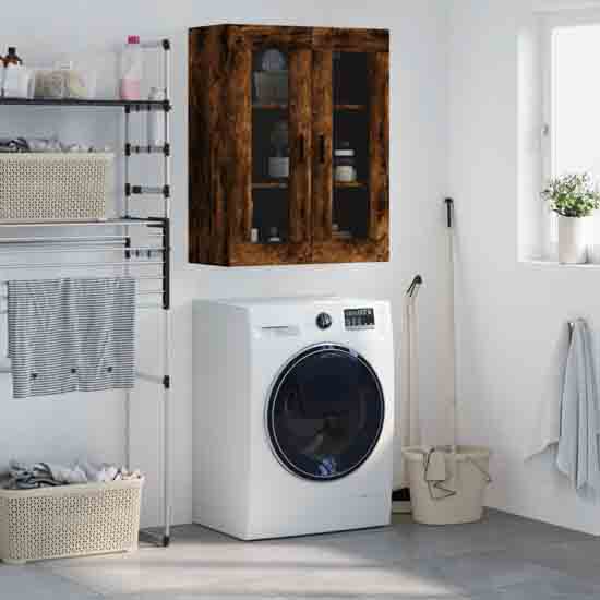 Barrie Wooden Wall Mounted Storage Cabinet In Smoked Oak