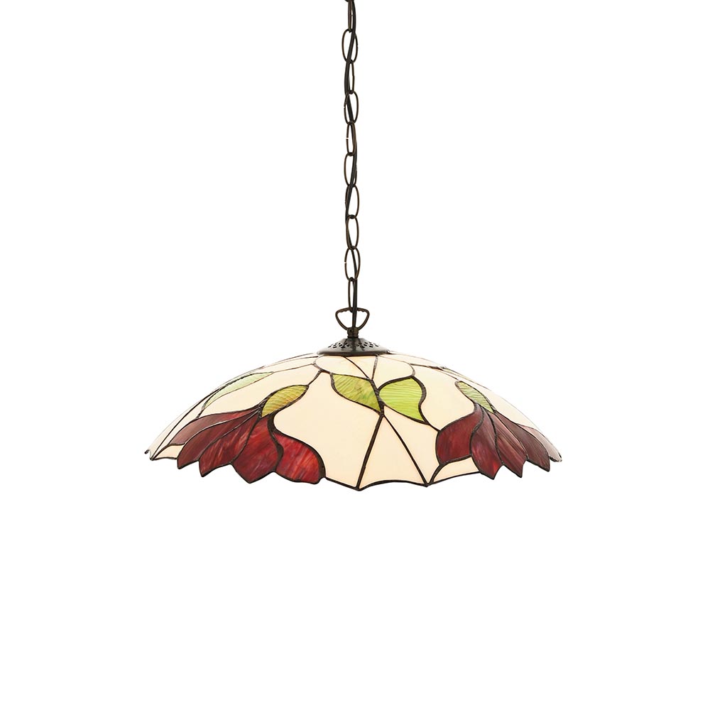 Barrigada Tiffany Glass Pendant Ceiling Light In Satin Black