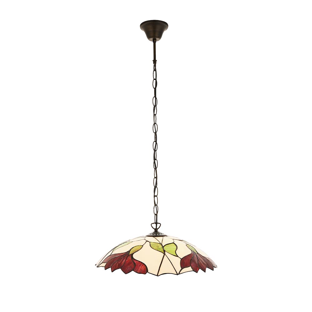 Barrigada Tiffany Glass Pendant Ceiling Light In Satin Black