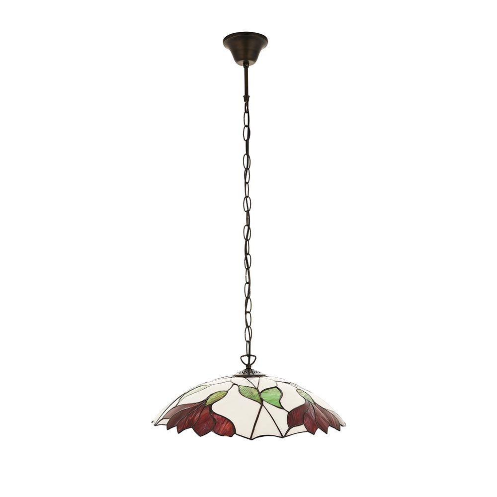Barrigada Tiffany Glass Pendant Ceiling Light In Satin Black