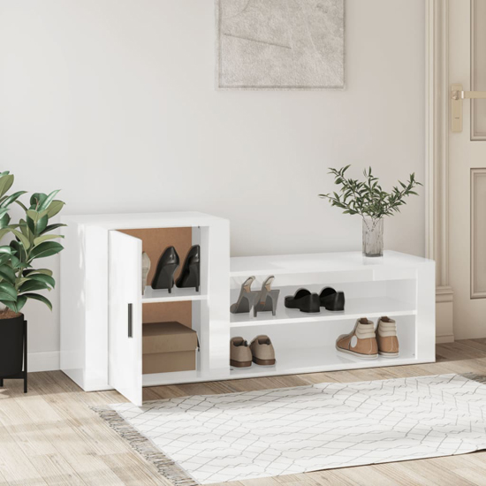 Barrington High Gloss Hallway Shoe Storage In White Furniture