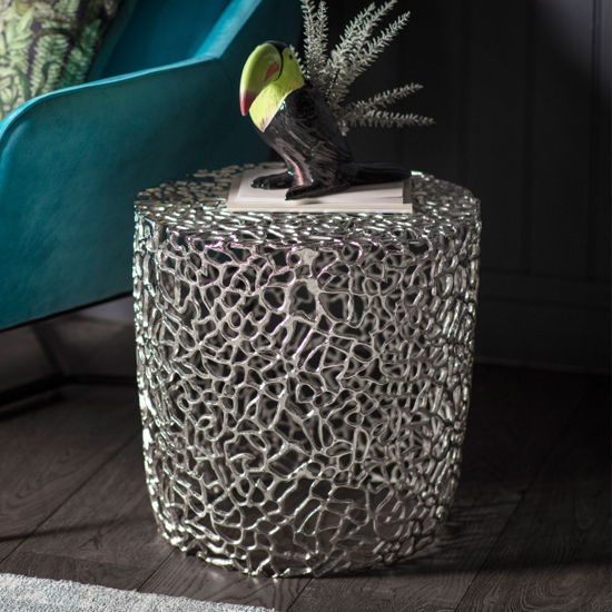 Read more about Barrington round aluminum side table in silver