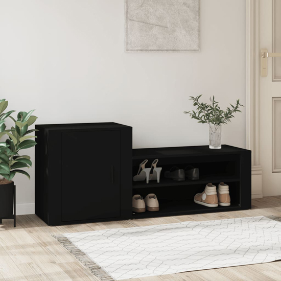 Photo of Barrington wooden hallway shoe storage cabinet in black