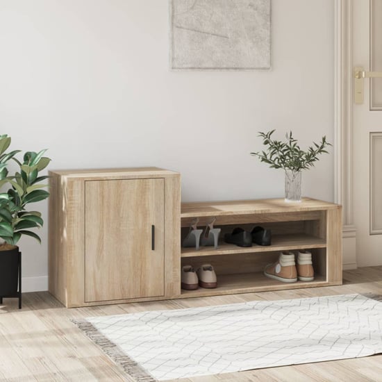 Photo of Barrington wooden hallway shoe storage cabinet in sonoma oak