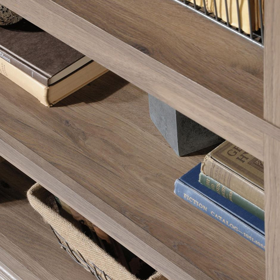 Barrister Wooden Bookcase With 5 Shelves In Salt Oak_4