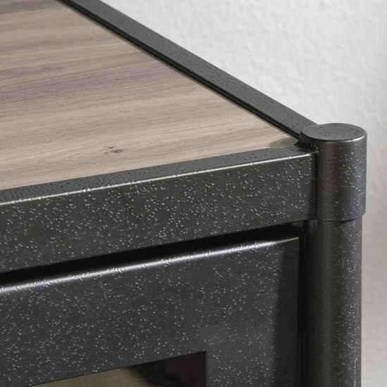Batesville Wooden TV Stand With 4 Shelves In Salt Oak